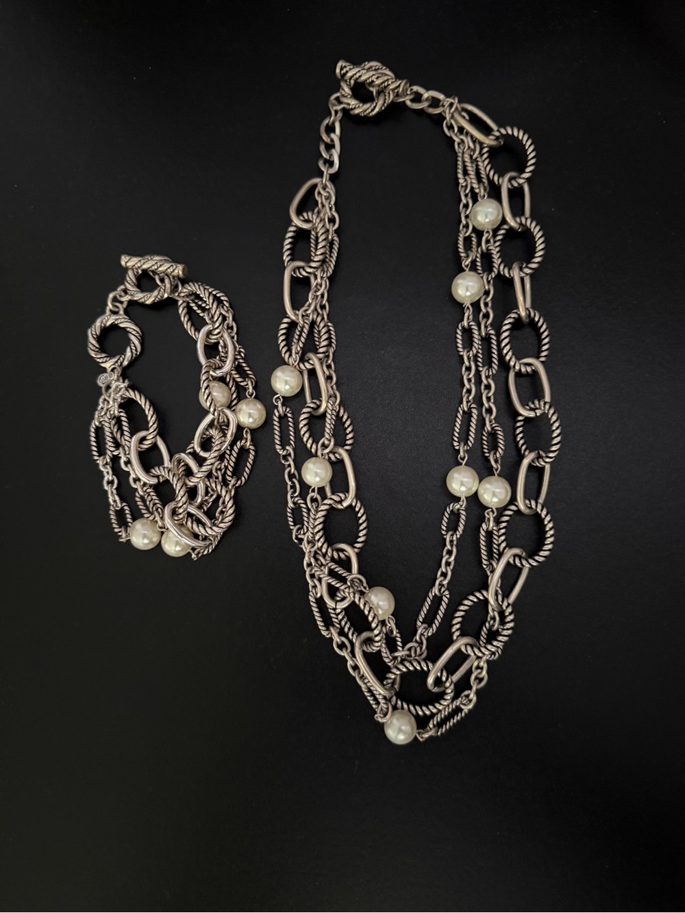 Premier Designs Silver-Tone Multi-Chain Necklace & Bracelet Set